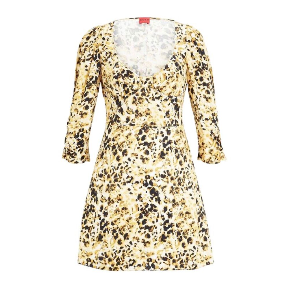 Hugo Womens/Ladies Leopard Print Mini Dress / Yellow/Brown